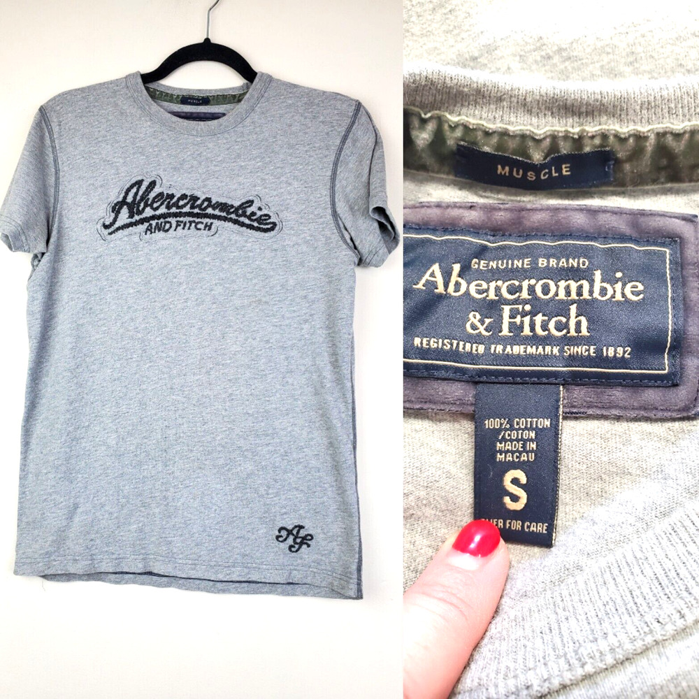 Vintage Y2K Abercrombie & Fitch Womens Small Embroidered Puffy Logo Top T-shirt‎